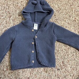 Carter's blue Knit button up Hooded Sweater